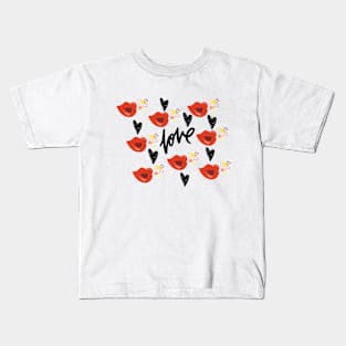 Lips Hearts and Kisses - Loveable Print Kids T-Shirt